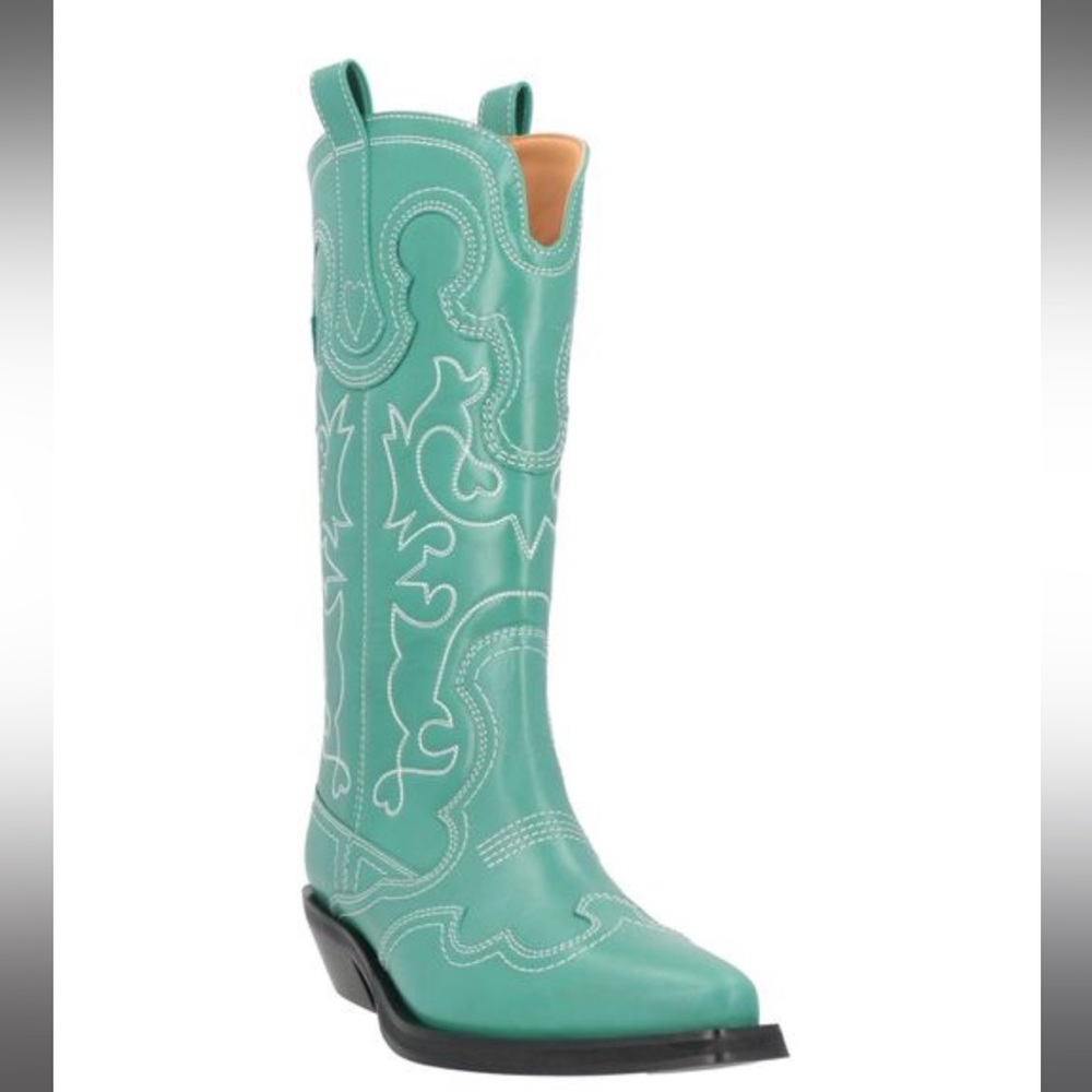Ganni western mid calf cowboy boots